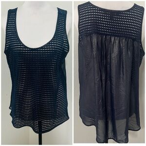 Outback Red Women’s Size XL Navy Mesh Iridescent Back Sleeveless Top Casual EUC